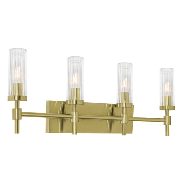 Afx Huntington 30'' Vanity, Clear Ribbed Glass Shade- Light Antique Brass Finish HNTV3011MBLB - main